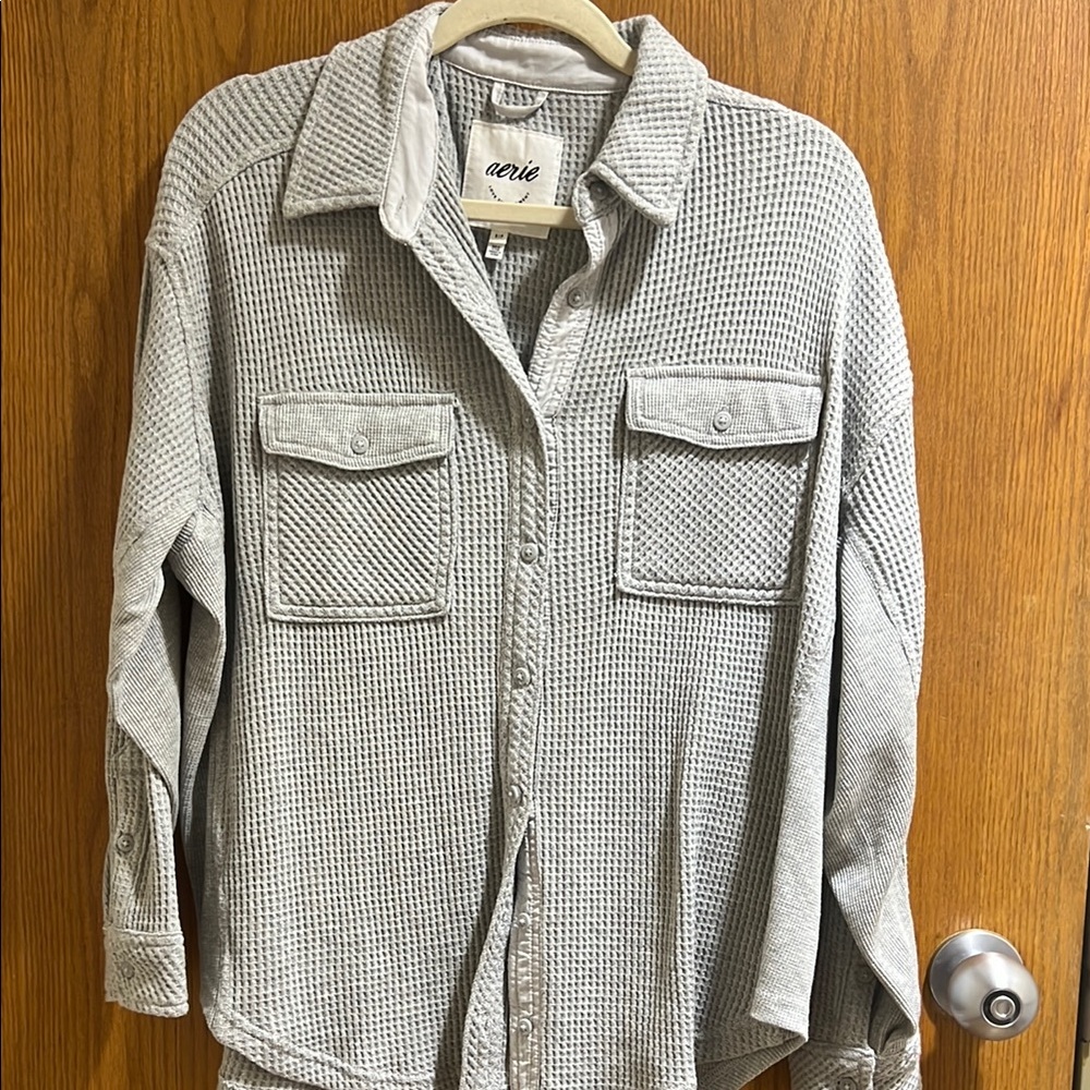 Aerie Gray Button-Up Shirt